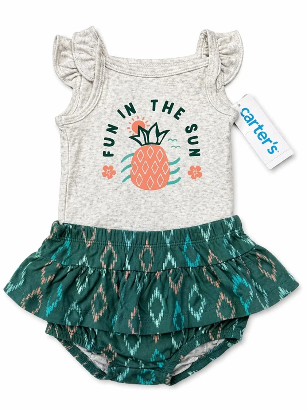Carter’s Baby Girl Pineapple Bodysuit & Bloomer Skirt Set NWT 3M